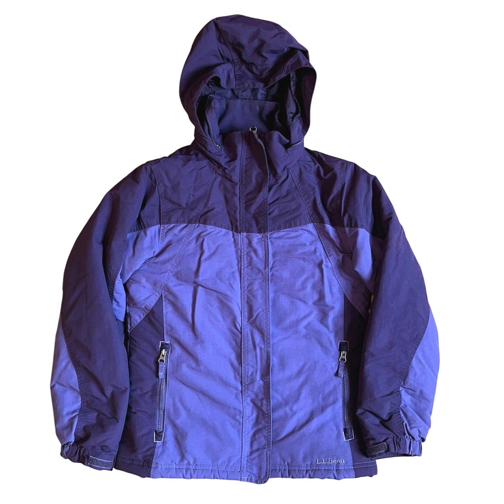 L.L.Bean Kids Medium 10-12 Insulated Hooded Jacket Purple Winter Ski Thinsulate